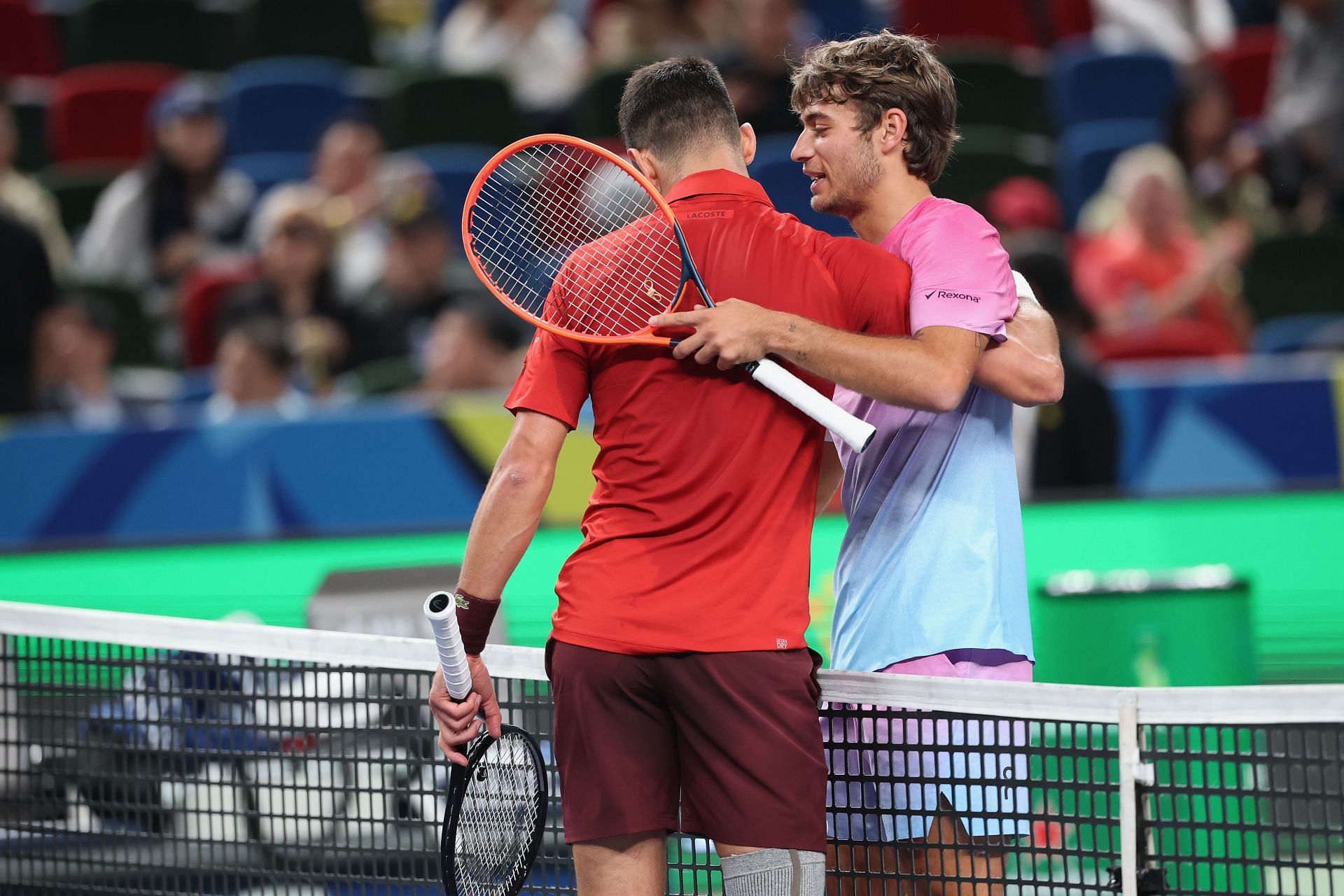 Novak Djokovic and Flavio Cobolli at the Shanghai Masters 2024. (Photo: Getty)